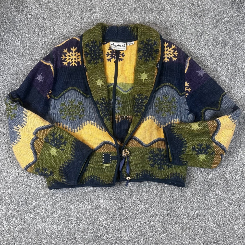 Flashback Tapestry Jacket Womens Medium Winter Cotton Cardigan Vintage  90s Y2K